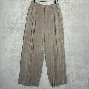 Vintage Linda Allard Ellen Tracy 100% Silk Stripe Palazzo Pant Boho Wide Leg 14